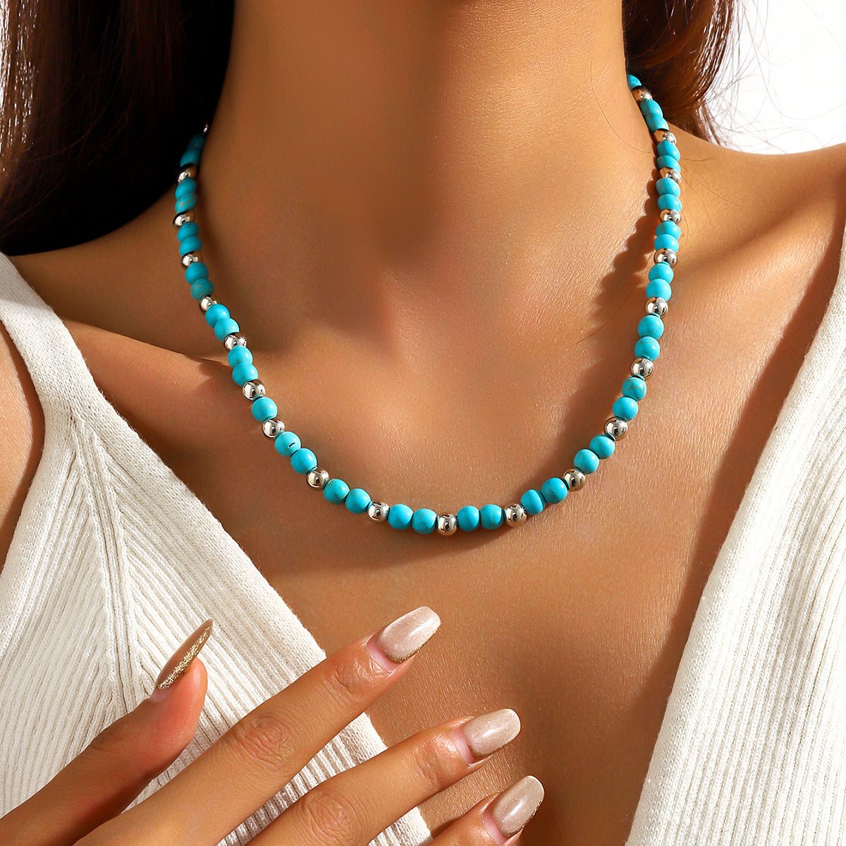 Wholesale Western Cowboy Turquoise Leather Necklace